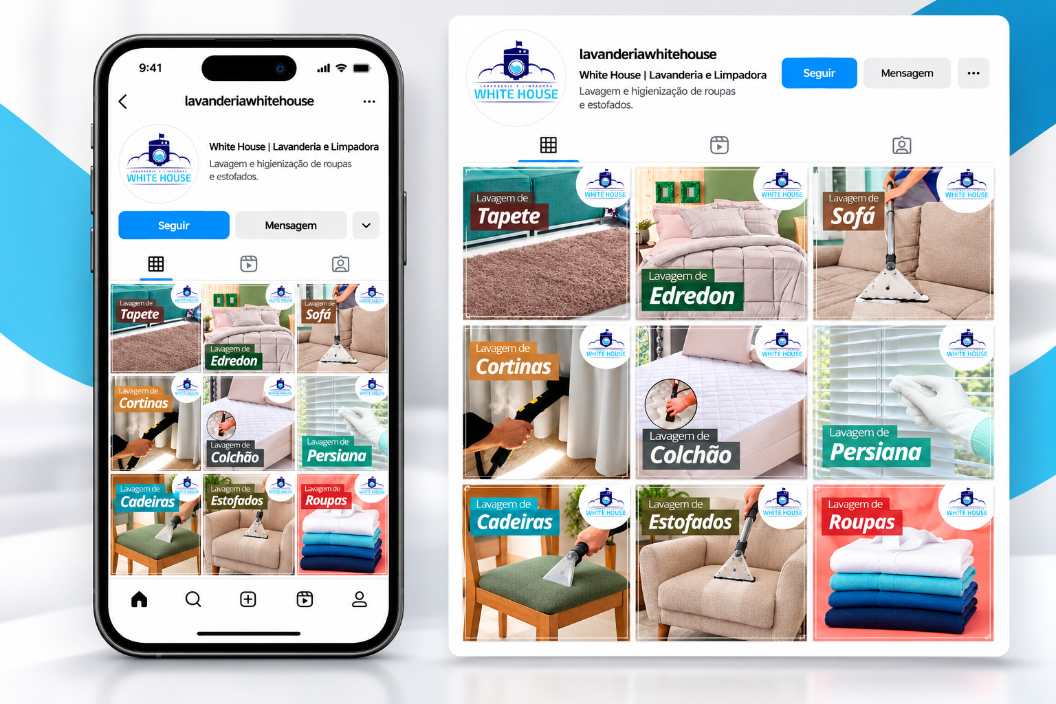 IDENTIDADE VISUAL + SOCIAL — LAVANDERIA WHITE HOUSE — imagem do projeto
